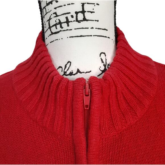 Vintage 90s Ugly Christmas Sweater Red Full Zip Cardigan Snowman Women M Grandma - Picture 6 of 12